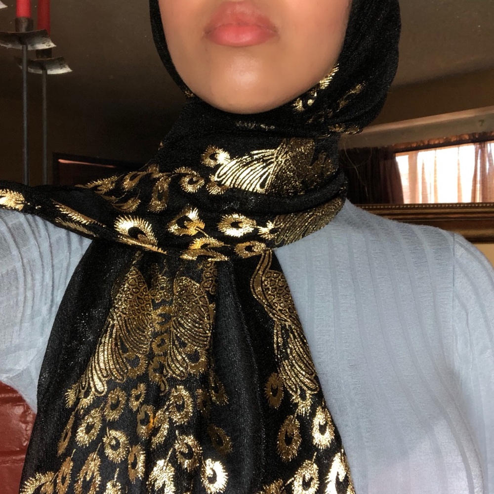 Peacock black scarf